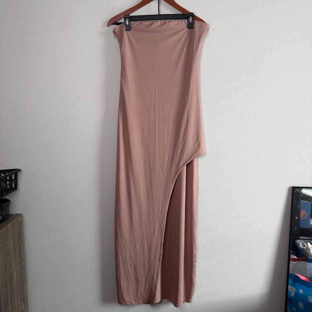 superdown Toni Slit Maxi Dress Womens Large Mocha Brown Bodycon Evening Wedding - Picture 3 of 11